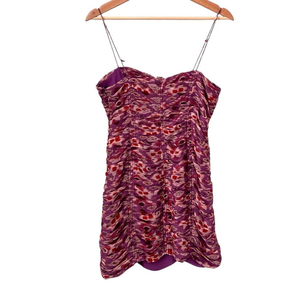 Zara Purple Chiffon Ruched Cutout Strappy Mini Dress in Size S - Picture 5 of 9